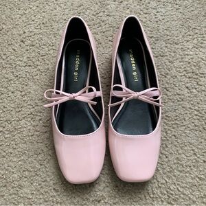 Madden Girl Egret Block Heel Mary Jane Pink Patent Bow Ballet Flats